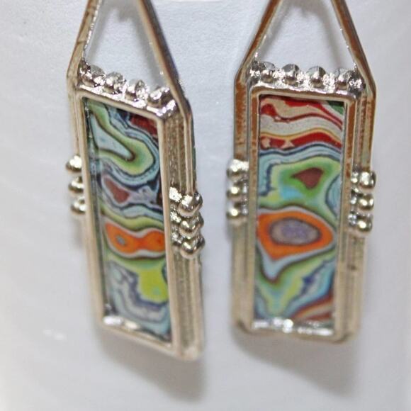 New Unique 925 Silver Earrings with Swirled Enamel E49 - Picture 3 of 3